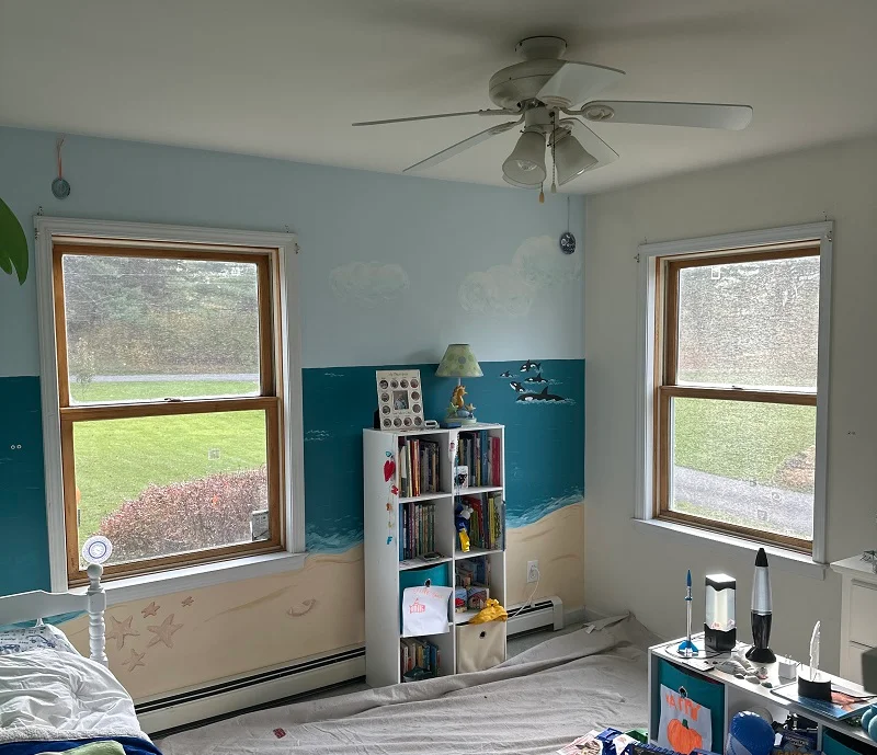 These windows will be replaced with white vinyl windows